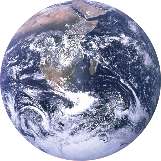 Satellite view of Planet Earth centered above southeast Africa